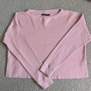 Abercrombie & Fitch pink waffle knit cropped long sleeve top
